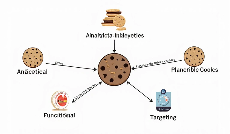 Diagram przedstawiający różne typy plików cookie i ich funkcje na stronie internetowej