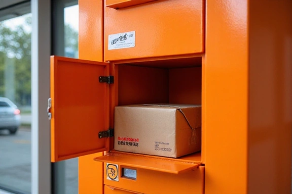 Paczkomat InPost z otwartą skrytką